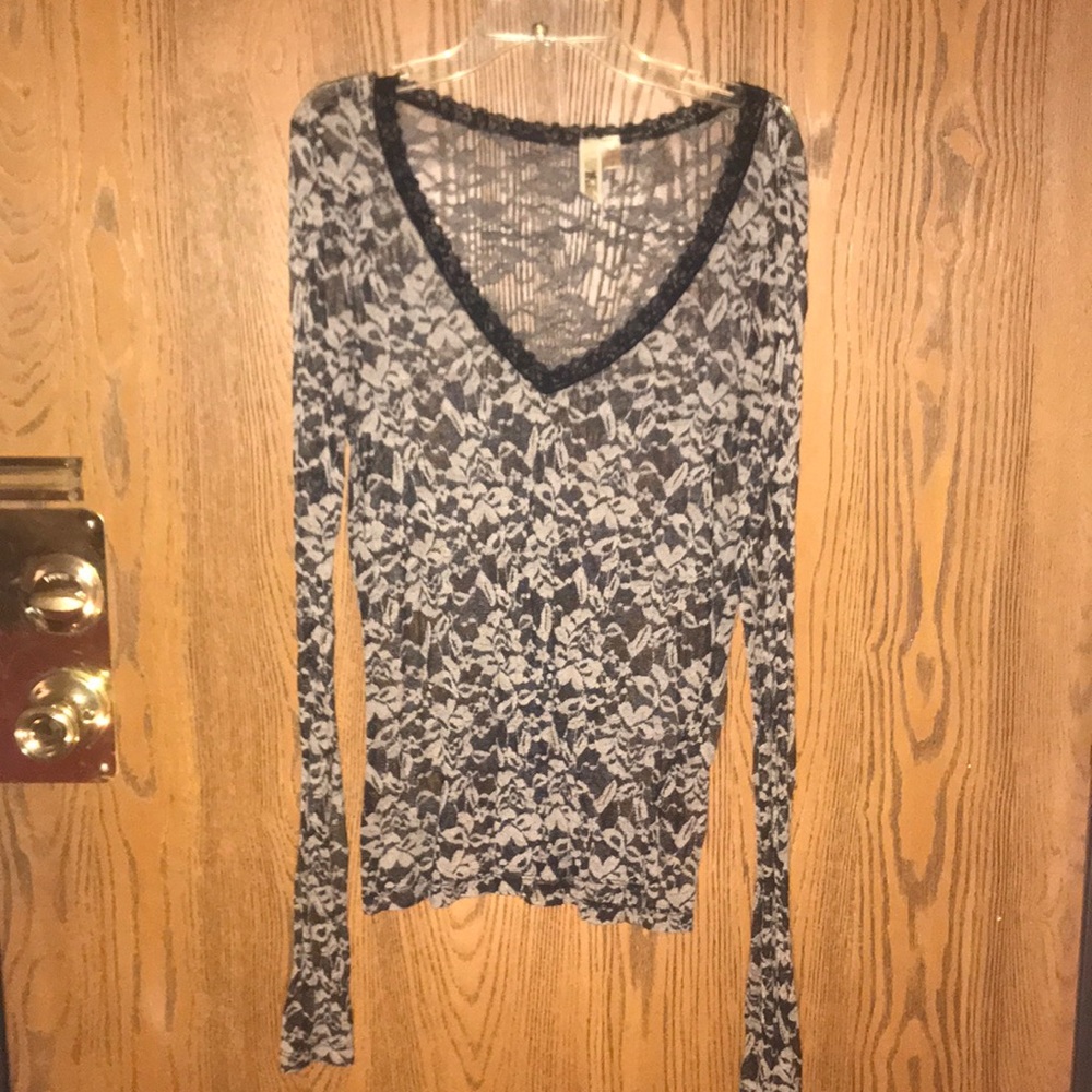 see through lacey floral long sleeve